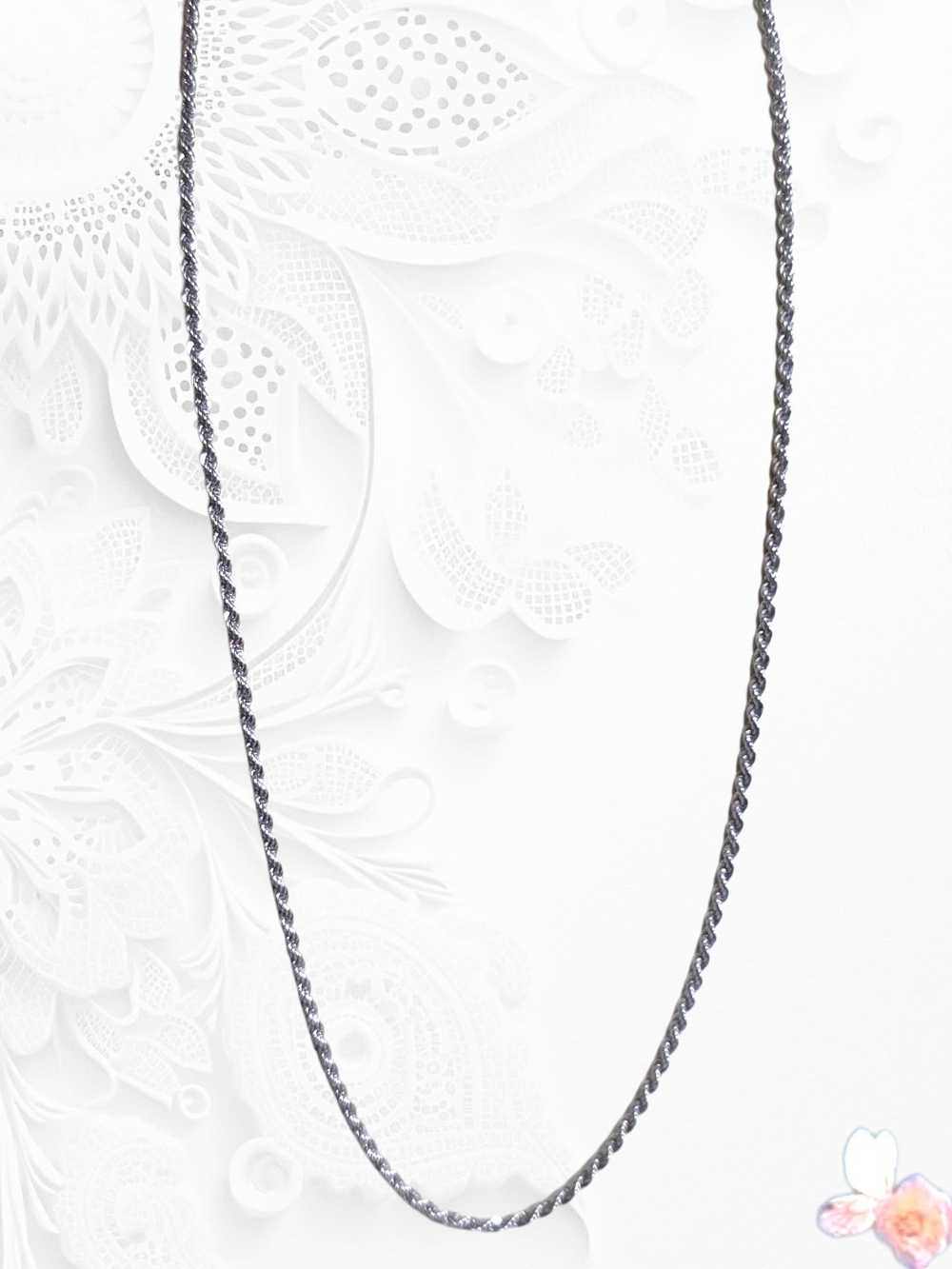 Vintage Monet Twisted Rope 30" Chain - Silver Tone
